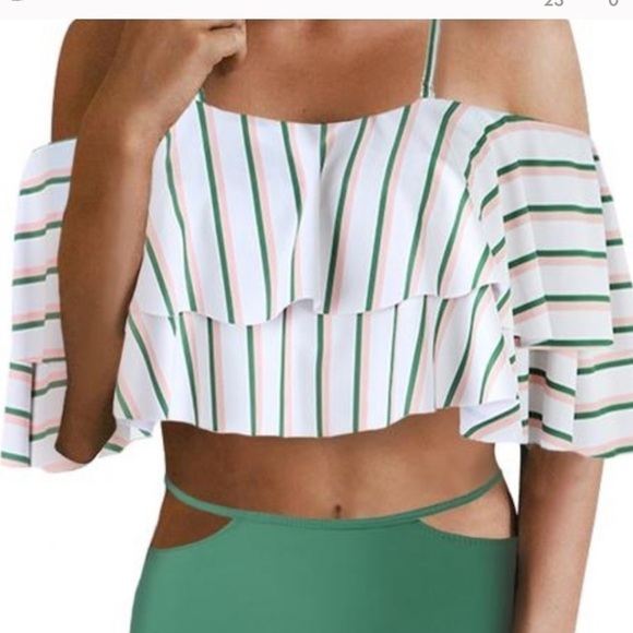 Tempt Me Stripe off the shoulder Bikini Top - Picture 6 of 6